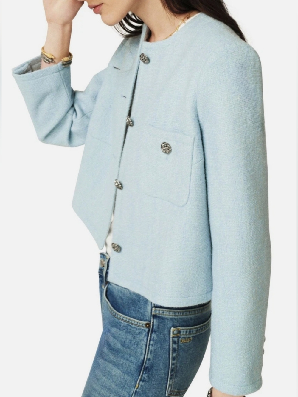 MSRP$325 NWT Christian Lacroix Tweed Bouclé Jacket Blazer Light Chanel Style - Picture 7 of 16
